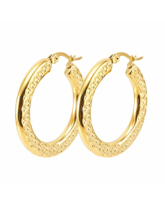 Fashion Round Stainless Steel Hoop Earrings Gold Plated Stainless Steel Earrings