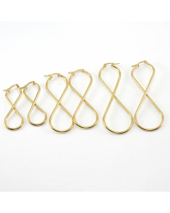 Simple Style 8 Number Stainless Steel Drop Earrings Gold Plated Stainless Steel Earrings