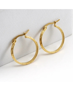 Simple Style Round Stainless Steel Hoop Earrings Gold Plated Stainless Steel Earrings