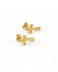 Simple Style Cross Titanium Steel Ear Studs Rhinestone Stainless Steel Earrings
