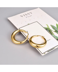 Simple Style Circle Titanium Steel Earrings Gold Plated Stainless Steel Earrings