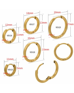 Fashion Solid Color Stainless Steel Hoop Earrings Plating Stainless Steel Earrings 1 Pair