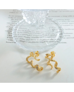 Fashion Waves Titanium Steel Earrings Inlay Zircon Stainless Steel Earrings