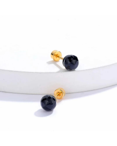 Fashion Round Stainless Steel Ear Studs Gold Plated Zircon Stainless Steel Earrings 1 Pair
