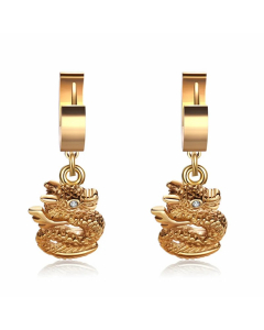 Fashion Dragon Titanium Steel Dangling Earrings Inlay Rhinestones Stainless Steel Earrings 1 Piece