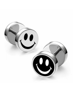 Fashion Smiley Face Titanium Steel Ear Studs Enamel Stainless Steel Earrings 1 Pair