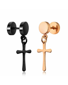 Simple Style Cross Titanium Steel Drop Earrings Plating Stainless Steel Earrings 1 Piece