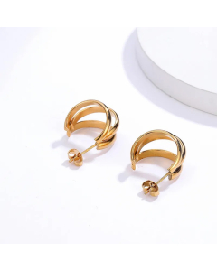 Simple Style C Shape Stainless Steel Ear Studs Gold Plated Stainless Steel Earrings 1 Pair