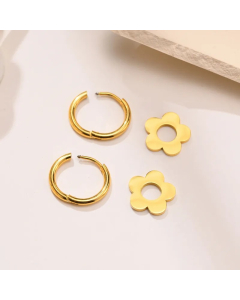 Simple Style Flower Stainless Steel Earrings Plating Stainless Steel Earrings 1 Pair