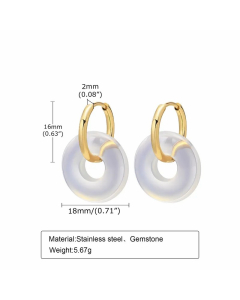 Fashion Round Stainless Steel Drop Earrings Gemstone Stainless Steel Earrings