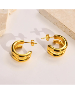 Fashion C Shape Stainless Steel Earrings Plating Stainless Steel Earrings