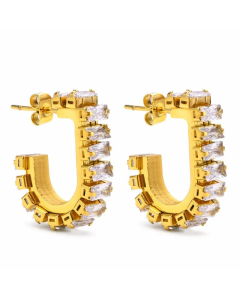 Fashion U Shape Stainless Steel Earrings Plating Inlay Zircon Stainless Steel Earrings