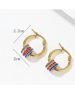 Fashion Circle Stainless Steel Earrings Inlay Zircon Stainless Steel Earrings 1 Pair