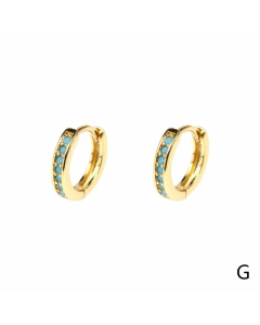 Fashion Round Hoop Earrings Gold Plated Zircon Stainless Steel Earrings