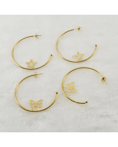 Fashion Star Heart Shape Butterfly Titanium Steel Ear Studs Plating Stainless Steel Earrings