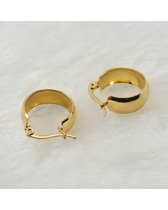 Simple Style Round Stainless Steel Hoop Earrings Gold Plated Stainless Steel Earrings