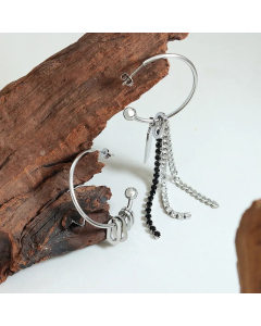 Fashion Asymmetrical Titanium Steel Drop Earrings Plating Inlay Zircon Stainless Steel Earrings