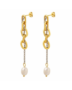 Fashion Solid Color Titanium Steel Drop Earrings Pearl Plating Stainless Steel Earrings