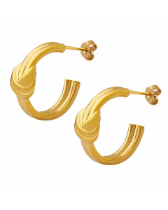 Fashion C Shape Stripe Titanium Steel Earrings Plating Stainless Steel Earrings