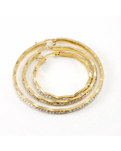 Simple Style Waves Stainless Steel Hoop Earrings Plating Rhinestones Stainless Steel Earrings