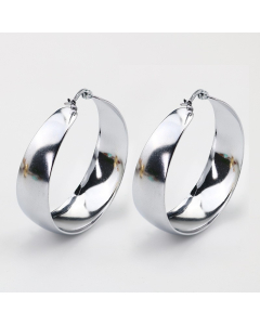 Fashion Creative Stainless Steel Electroplated 18K Circle Earrings-Steel Color-01-S