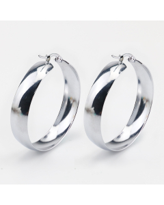 Fashion Creative Stainless Steel Electroplated 18K Circle Earrings-Steel Color-02-L
