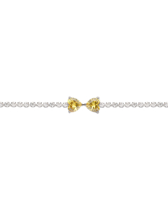 Fairy Style Bowknot Heart Claw Diamond Stainless Steel Bracelet
