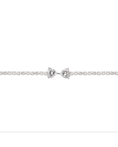 Sweet Elegant Bowknot Heart Claw Diamond Stainless Steel Bracelet