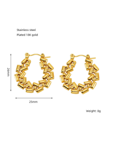 Niche Design Ear Buckle Hollow Earrings 18K Gold Plated Earrings Stainless Steel Earrings