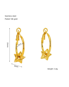 Non-fading Ear Buckle Hollow Earrings 18K Gold Plated Earrings Stainless Steel Earrings