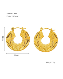 Exaggerated Niche Design Ear Buckle Hollow Earrings 18K Gold Plated Earrings Stainless Steel Earrings