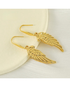 Wholesale Stainless Steel Earrings Unique Personality Fashion Gold-plated Feather Wings Earrings