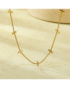 Gold Color Gold-plated Fine Strip Necklace Simple Choker Stainless Steel Necklace 