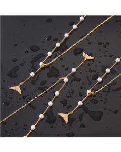 Wholesale Stainless Steel Necklace Fish Tail With Diamond Pendant Necklace