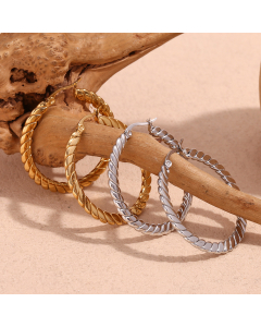 Wholesale Stainless Steel Earrings Twist Flat Braided Circle Earrings