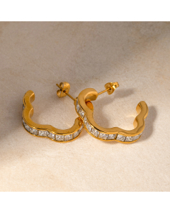 Wholesale 18K Gold Stainless Steel C-shaped Earrings