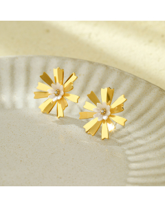 Minimalism Flower Earrings Plated 18K Gold Stainless Steel Earrings 