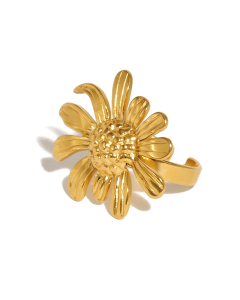 French Style Flower Stainless Steel Ring