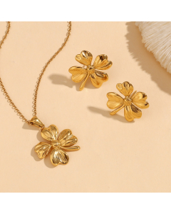 Wholesale Stainless Steel Necklace Flower Pendant Necklace Earrings