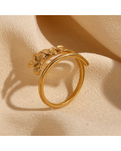 Wholesale Stainless Steel Ring Plated 18K Gold Flower Ring 