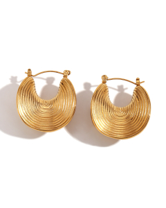 Gold Color Stylish Creative Earrings Stainless Steel Plated 18K Gold Folded Geometric Earrings For Women