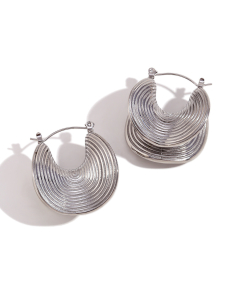 Steel Color Stylish Creative Earrings Stainless Steel Plated 18K Gold Folded Geometric Earrings For Women