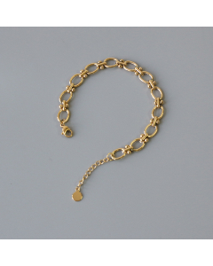 Gold Color Minimalism French Style Chain Ring Gold-plated Stainless Steel Bracelet