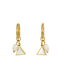 High Quality Plated 18K Gold Pearl Shell Earrings Stainless Steel Earrings 