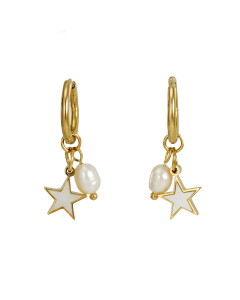 High Quality Plated 18K Gold Pearl Shell Earrings Stainless Steel Earrings 