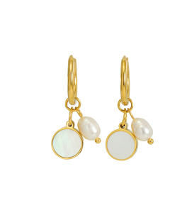 Hot Sale Plated 18K Gold Pearl Shell Earrings Stainless Steel Earrings 