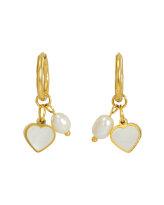 French Style Plated 18K Gold Pearl Shell Earrings Stainless Steel Earrings 
