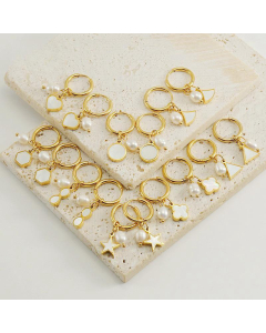 Wholesale Stainless Steel Earrings French Style High Quality Plated 18K Gold Pearl Shell Earrings