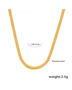 Fringe Water Drops Necklace Wholesale Stainless Steel Stacking Necklace-Gold Color-01