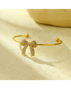 Elegant Full Diamond Bow Knot Stainless Steel Bracelet